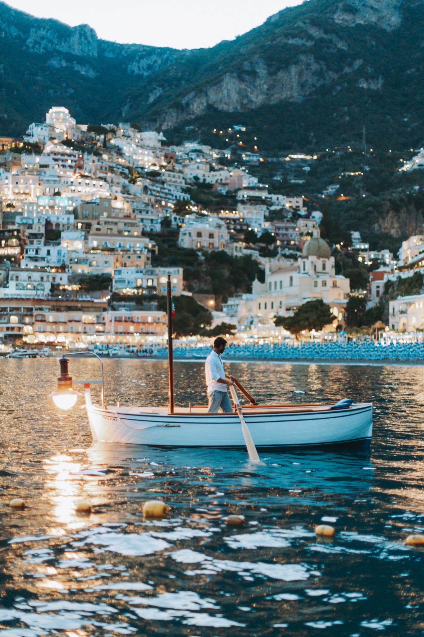 Proposal moment with Positano behind